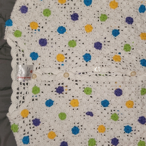 Hanna Andersson Girls cardigan 5/6 floral open knit white multicolored crotchet - Picture 2 of 3